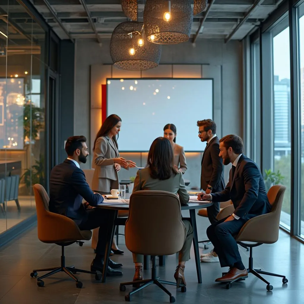 Team av konsulenter som diskuterer e-handelsstrategi